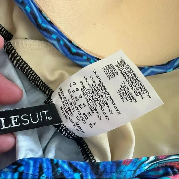 Miraclesuit Blue and Pink One Piece Swimsuit - Picture 6 of 7